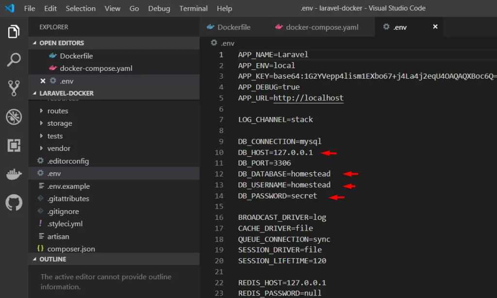Alterando o .env